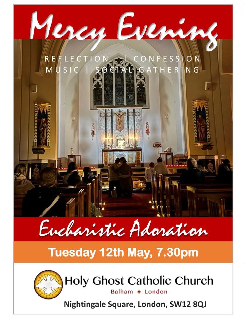 Upcoming ‘Mercy Evening’ and Eucharistic Adoration at Holy Ghost Catholic Church